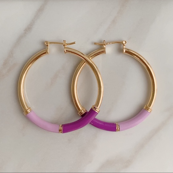 Enamel Tube Hoops | 18k Gold Filled - Picture 2 of 7